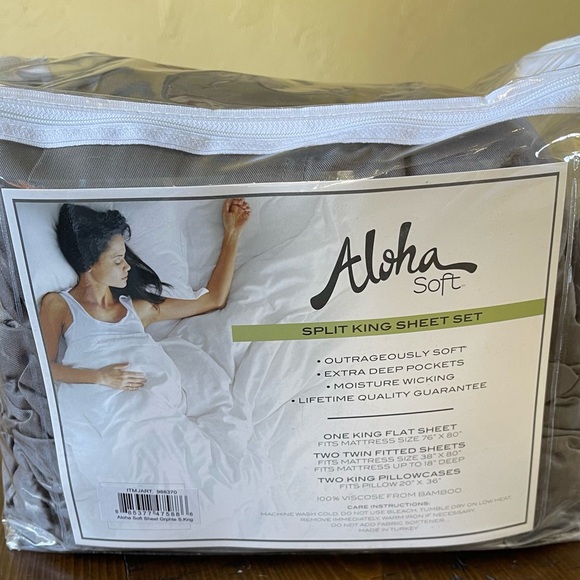 Aloha Soft. Split King Sheet Set - Gray/Graphite color - Picture 1 of 2